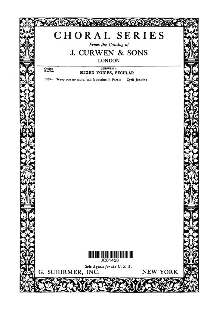 Weep You No More Satb